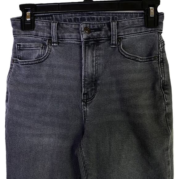 American Eagle Mom Jean Black Raw Hem Jeans Size 00 - Picture 2 of 6
